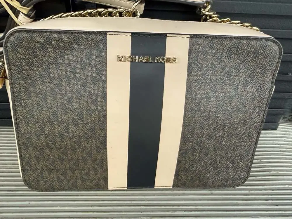 Michael Kors Ginny Medium Logo Stripe Crossbody Bag